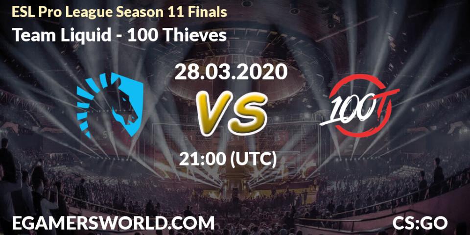 Team Liquid vs 100 Thieves: Betting TIp, Match Prediction. 28.03.20. CS2 (CS:GO), ESL Pro League Season 11: North America