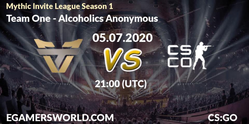 Team One vs Alcoholics Anonymous: Betting TIp, Match Prediction. 05.07.20. CS2 (CS:GO), Mythic Invite League Season 1