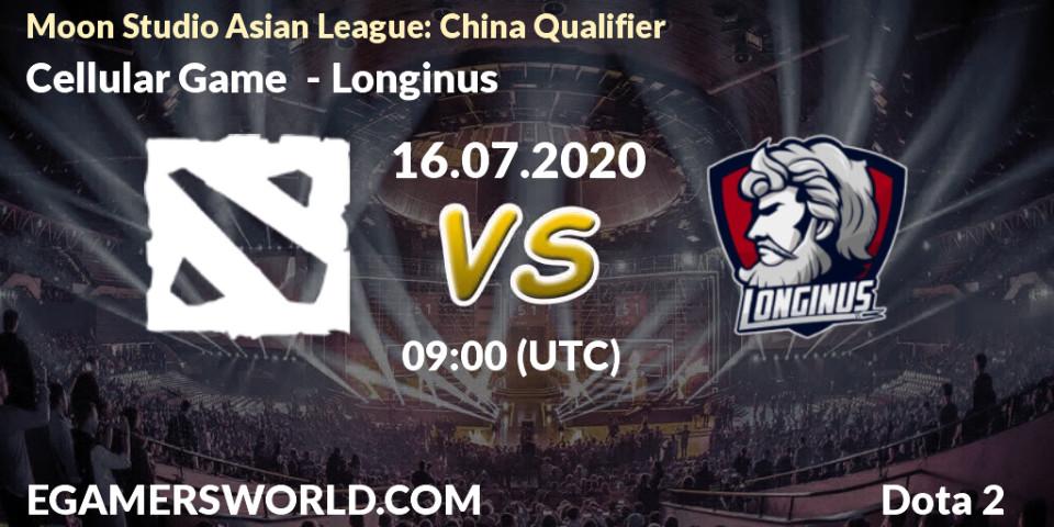 Cellular Game vs Longinus: Betting TIp, Match Prediction. 16.07.20. Dota 2, Moon Studio Asian League: China Qualifier