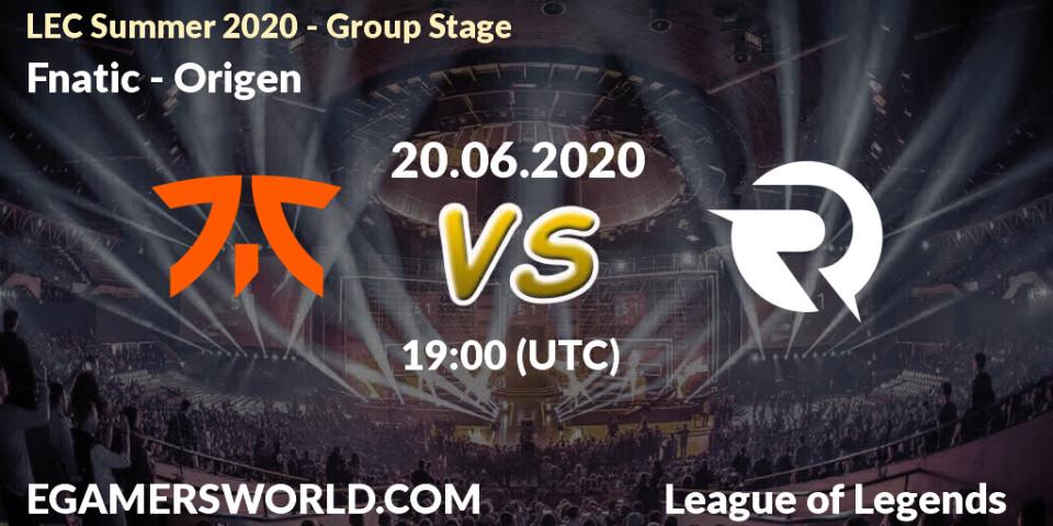 Fnatic vs Origen: Betting TIp, Match Prediction. 20.06.20. LoL, LEC Summer 2020 - Group Stage