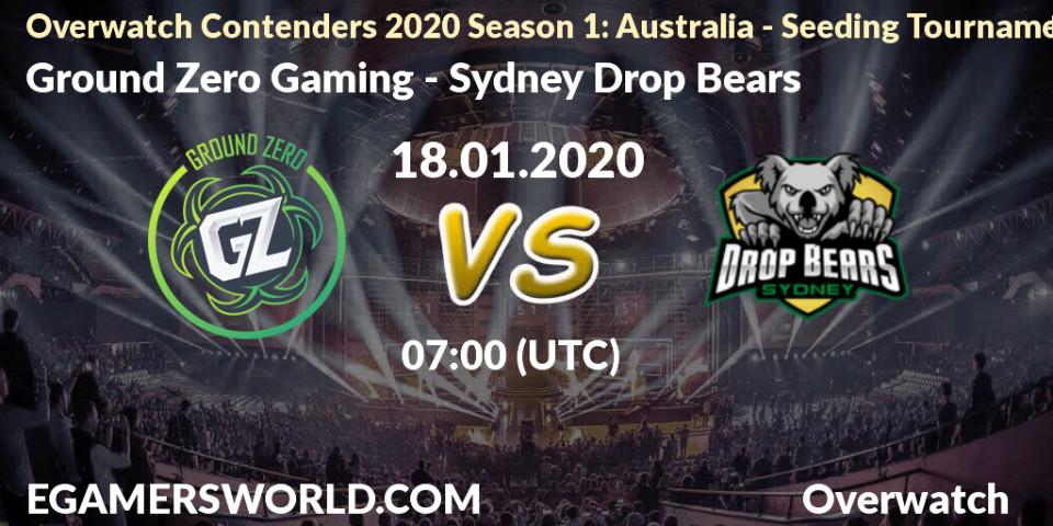 Ground Zero Gaming vs Sydney Drop Bears: Betting TIp, Match Prediction. 18.01.20. Overwatch, Overwatch Contenders 2020 Season 1: Australia - Seeding Tournament
