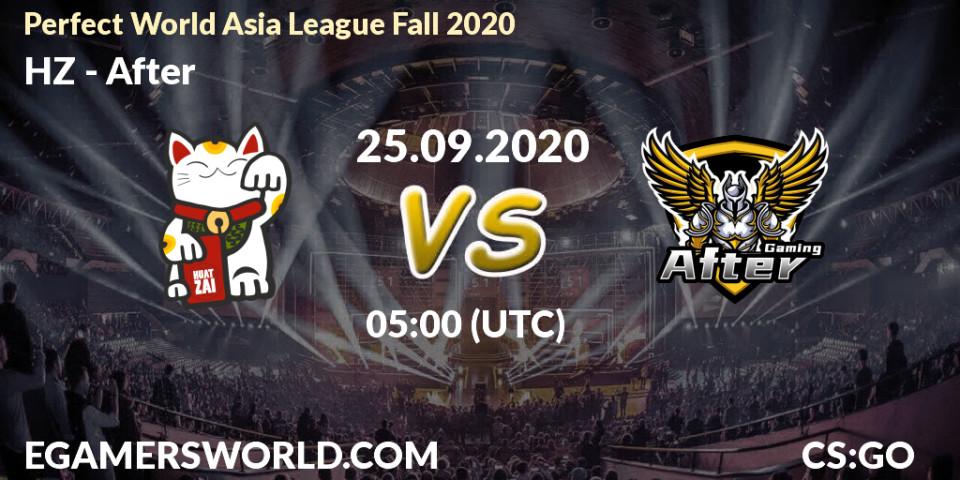 HZ vs After: Betting TIp, Match Prediction. 25.09.2020 at 05:00. Counter-Strike (CS2), Perfect World Asia League Fall 2020