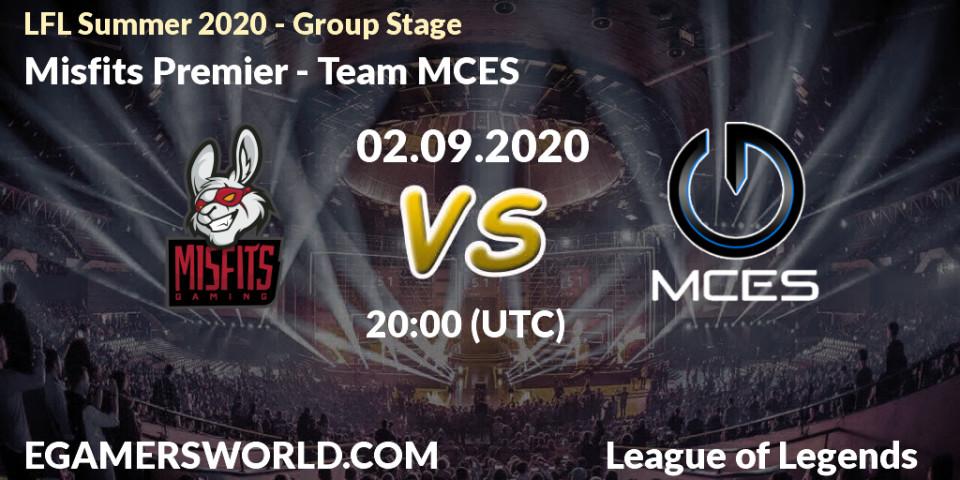 Misfits Premier vs Team MCES: Betting TIp, Match Prediction. 02.09.20. LoL, LFL Summer 2020 - Group Stage