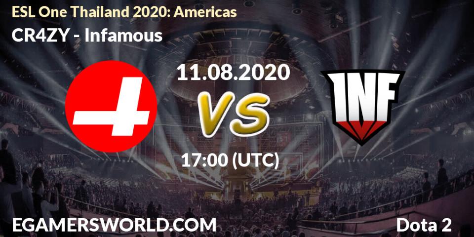 CR4ZY vs Infamous: Betting TIp, Match Prediction. 11.08.2020 at 17:00. Dota 2, ESL One Thailand 2020: Americas