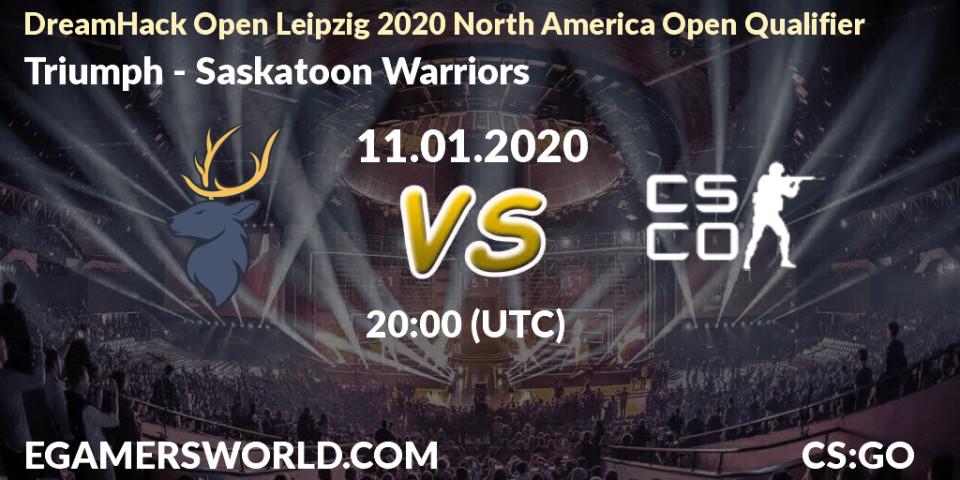 Triumph vs Saskatoon Warriors: Betting TIp, Match Prediction. 11.01.2020 at 20:10. Counter-Strike (CS2), DreamHack Open Leipzig 2020 North America Open Qualifier