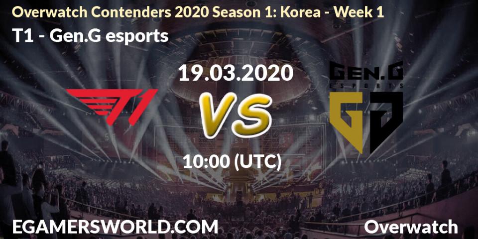 T1 vs Gen.G esports: Betting TIp, Match Prediction. 19.03.20. Overwatch, Overwatch Contenders 2020 Season 1: Korea - Week 1