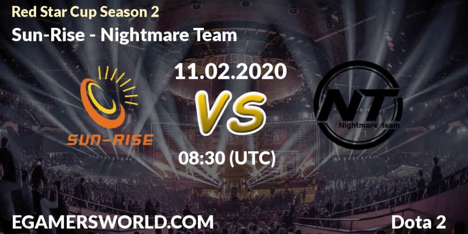 Sun-Rise vs Nightmare Team: Betting TIp, Match Prediction. 19.02.20. Dota 2, Red Star Cup Season 3