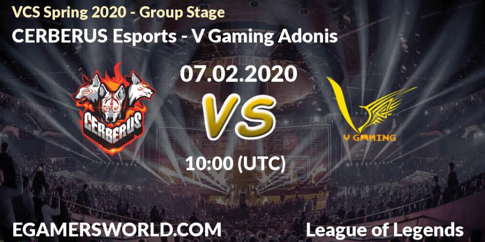 CERBERUS Esports vs V Gaming Adonis: Betting TIp, Match Prediction. 07.02.20. LoL, VCS Spring 2020 - Group Stage
