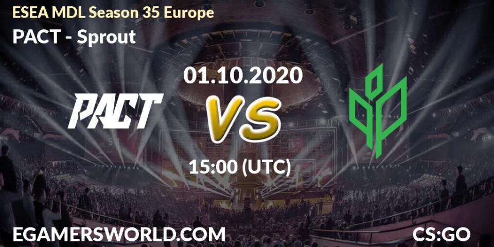 PACT vs Sprout: Betting TIp, Match Prediction. 01.10.20. CS2 (CS:GO), ESEA MDL Season 35 Europe