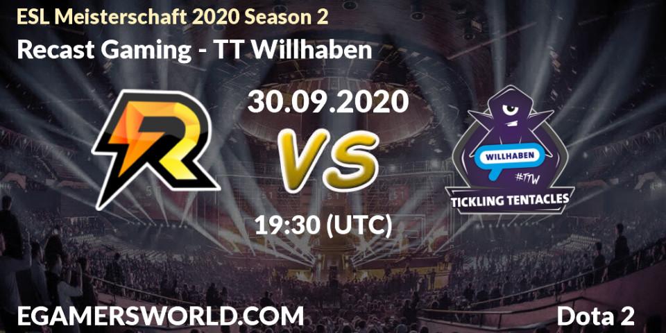Recast Gaming vs TT Willhaben: Betting TIp, Match Prediction. 30.09.2020 at 19:35. Dota 2, ESL Meisterschaft 2020 Season 2