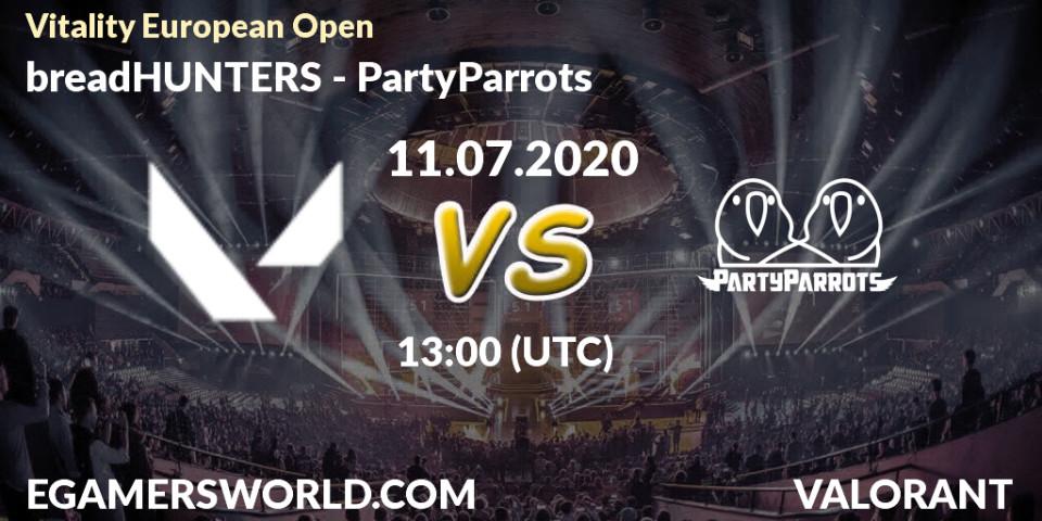 breadHUNTERS vs PartyParrots: Betting TIp, Match Prediction. 11.07.2020 at 13:00. VALORANT, Vitality European Open
