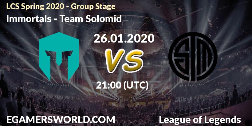 Immortals vs Team Solomid: Betting TIp, Match Prediction. 26.01.20. LoL, LCS Spring 2020 - Group Stage