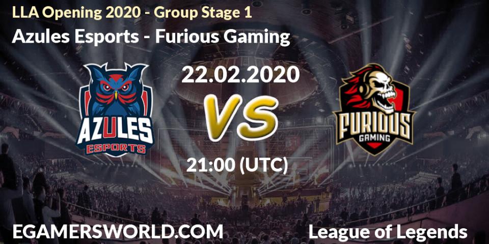 Azules Esports vs Furious Gaming: Betting TIp, Match Prediction. 22.02.2020 at 23:00. LoL, LLA Opening 2020 - Group Stage 1