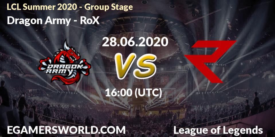 Dragon Army vs RoX: Betting TIp, Match Prediction. 28.06.20. LoL, LCL Summer 2020 - Group Stage