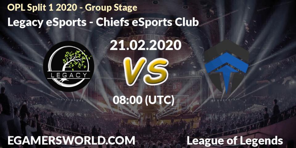 Legacy eSports vs Chiefs eSports Club: Betting TIp, Match Prediction. 21.02.20. LoL, OPL Split 1 2020 - Group Stage