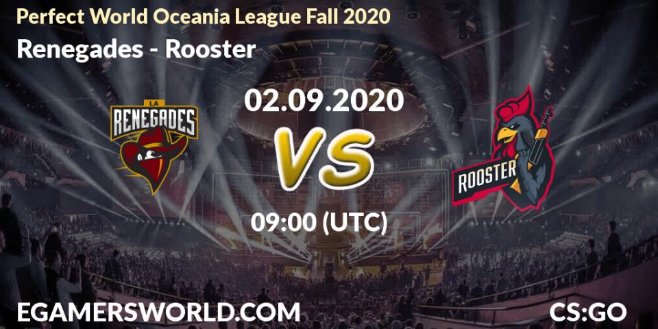 Renegades vs Rooster: Betting TIp, Match Prediction. 02.09.2020 at 08:05. Counter-Strike (CS2), Perfect World Oceania League Fall 2020