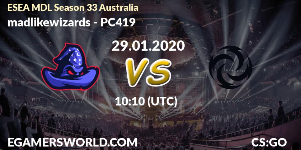 madlikewizards vs PC419: Betting TIp, Match Prediction. 29.01.20. CS2 (CS:GO), ESEA MDL Season 33 Australia