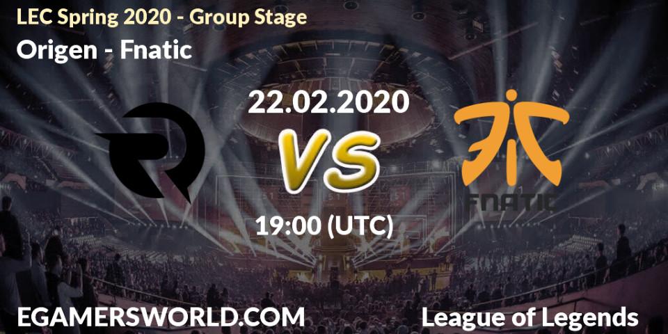 Origen vs Fnatic: Betting TIp, Match Prediction. 22.02.20. LoL, LEC Spring 2020 - Group Stage