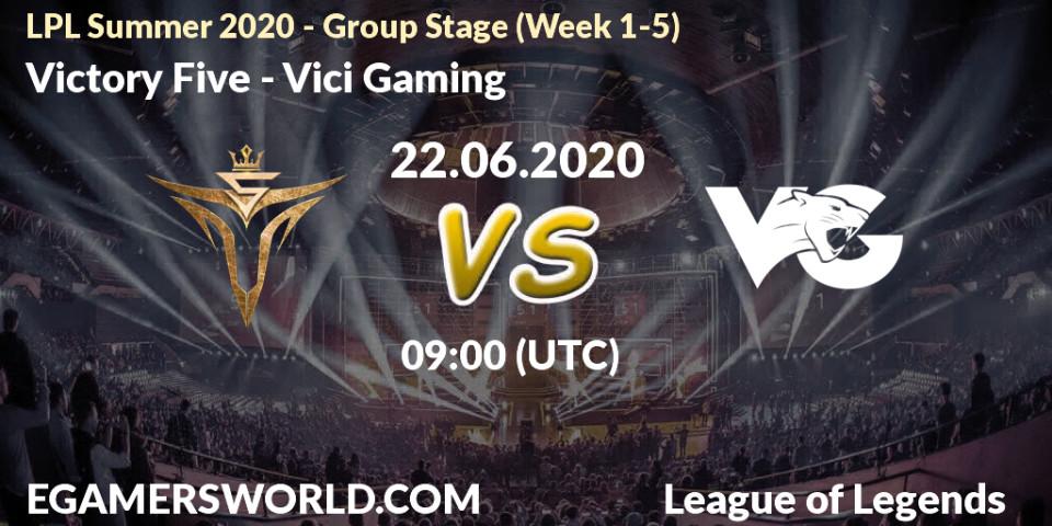 Victory Five vs Vici Gaming: Betting TIp, Match Prediction. 22.06.20. LoL, LPL Summer 2020 - Group Stage (Week 1-5)