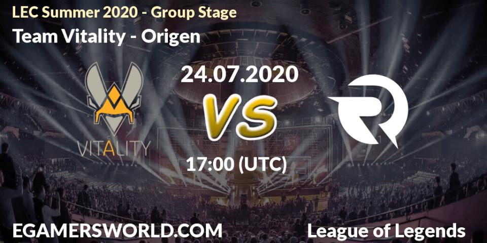 Team Vitality vs Origen: Betting TIp, Match Prediction. 24.07.20. LoL, LEC Summer 2020 - Group Stage