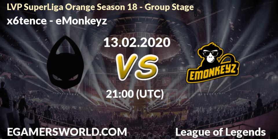 x6tence vs eMonkeyz: Betting TIp, Match Prediction. 13.02.20. LoL, LVP SuperLiga Orange Season 18 - Group Stage