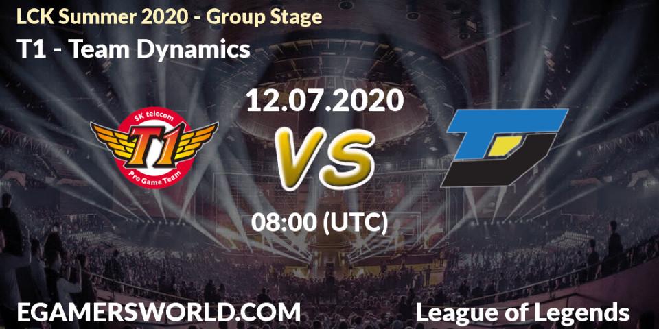T1 vs Team Dynamics: Betting TIp, Match Prediction. 12.07.2020 at 06:51. LoL, LCK Summer 2020 - Group Stage