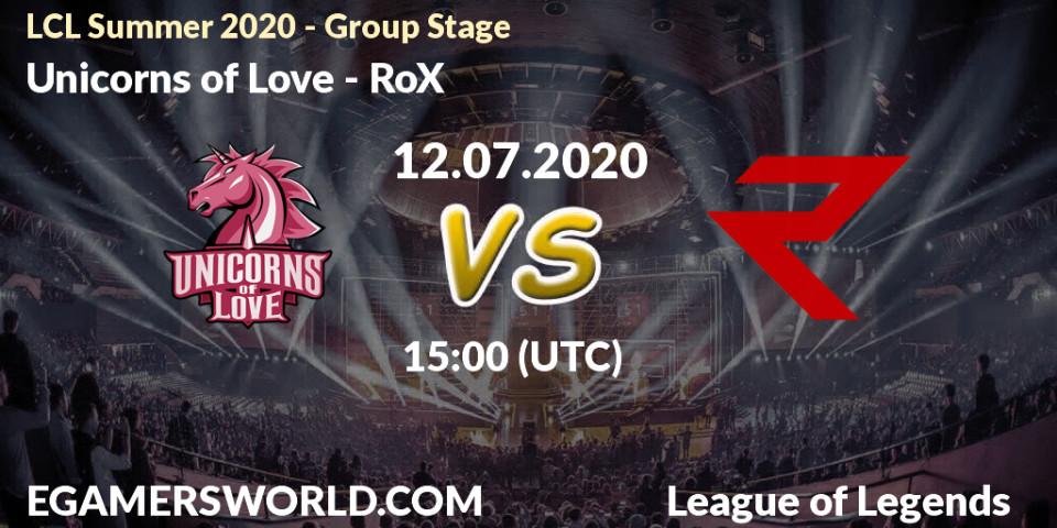 Unicorns of Love vs RoX: Betting TIp, Match Prediction. 12.07.20. LoL, LCL Summer 2020 - Group Stage