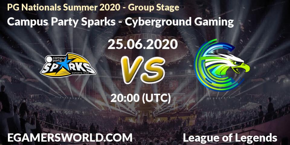 Campus Party Sparks vs Cyberground Gaming: Betting TIp, Match Prediction. 25.06.2020 at 20:00. LoL, PG Nationals Summer 2020 - Group Stage