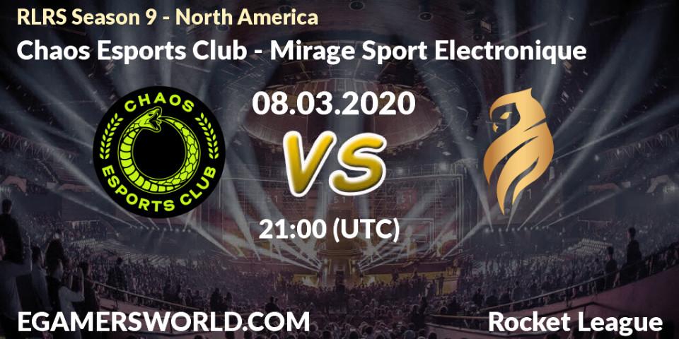 Chaos Esports Club vs Mirage Sport Electronique: Betting TIp, Match Prediction. 08.03.20. Rocket League, RLRS Season 9 - North America