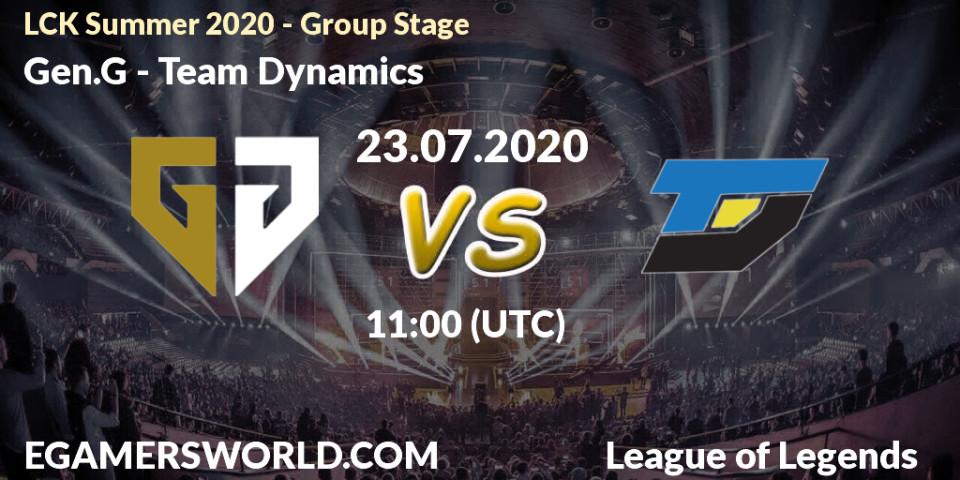 Gen.G vs Team Dynamics: Betting TIp, Match Prediction. 23.07.20. LoL, LCK Summer 2020 - Group Stage