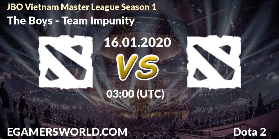The Boys vs Team Impunity: Betting TIp, Match Prediction. 16.01.2020 at 03:00. Dota 2, JBO Vietnam Master League Season 1