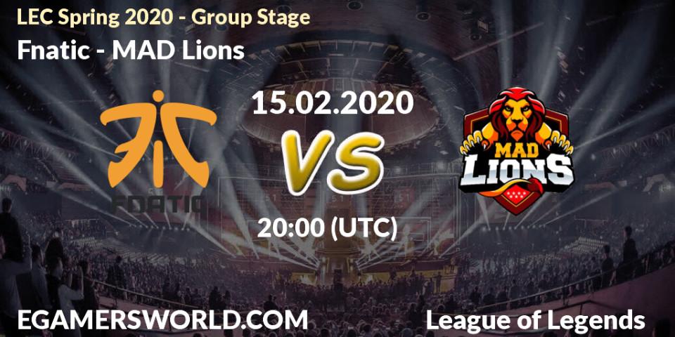 Fnatic vs MAD Lions: Betting TIp, Match Prediction. 15.02.20. LoL, LEC Spring 2020 - Group Stage