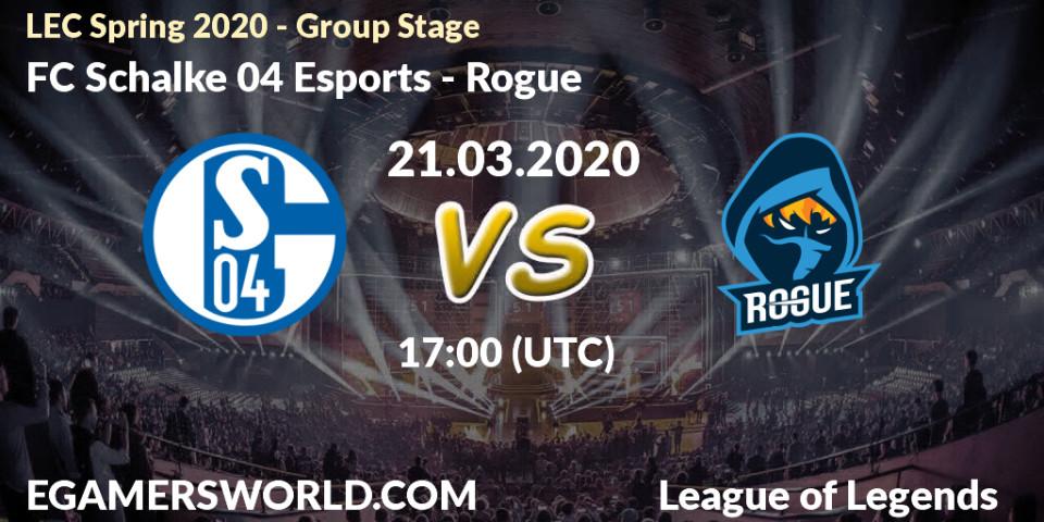 FC Schalke 04 Esports vs Rogue: Betting TIp, Match Prediction. 28.03.20. LoL, LEC Spring 2020 - Group Stage
