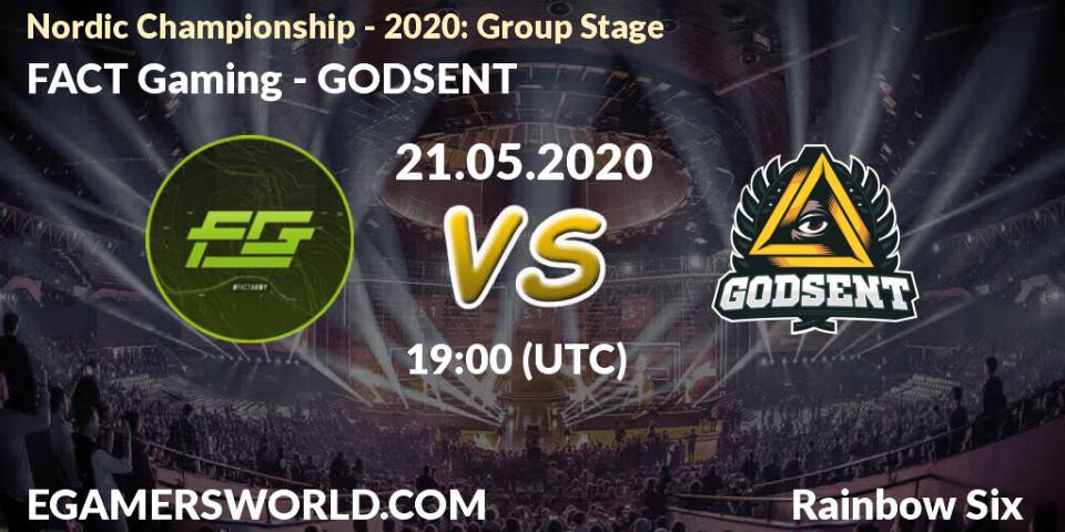 FACT Gaming vs GODSENT: Betting TIp, Match Prediction. 21.05.2020 at 19:00. Rainbow Six, Nordic Championship - 2020: Group Stage