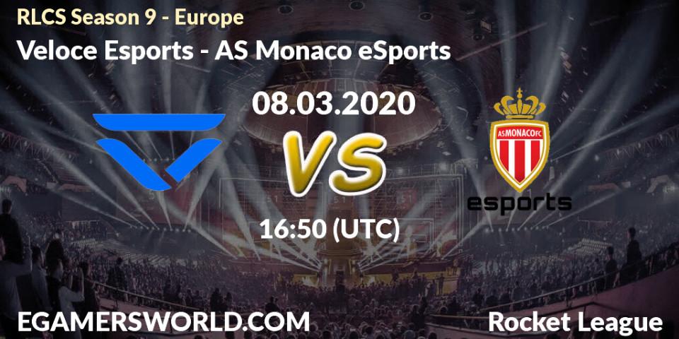 Veloce Esports vs AS Monaco eSports: Betting TIp, Match Prediction. 08.03.20. Rocket League, RLCS Season 9 - Europe