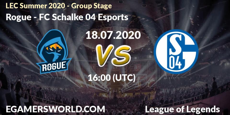 Rogue vs FC Schalke 04 Esports: Betting TIp, Match Prediction. 17.07.2020 at 17:00. LoL, LEC Summer 2020 - Group Stage