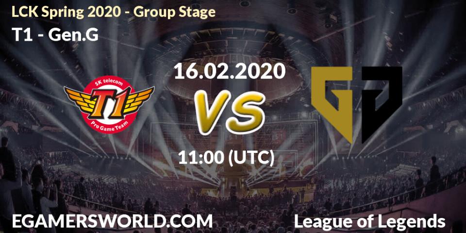 T1 vs Gen.G: Betting TIp, Match Prediction. 16.02.20. LoL, LCK Spring 2020 - Group Stage