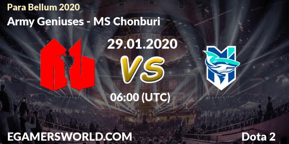 Army Geniuses vs MS Chonburi: Betting TIp, Match Prediction. 29.01.20. Dota 2, Para Bellum 2020