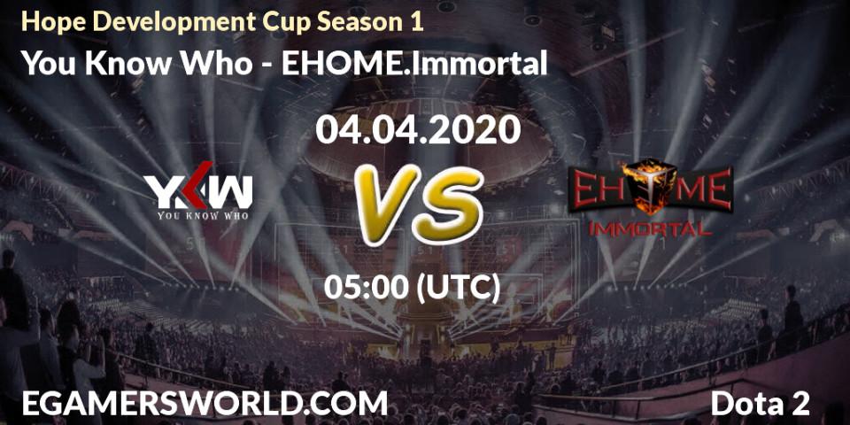 You Know Who vs EHOME.Immortal: Betting TIp, Match Prediction. 03.04.20. Dota 2, Hope Development Cup Season 1