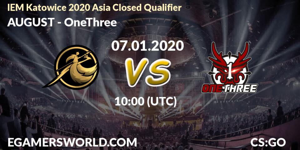 AUGUST vs OneThree: Betting TIp, Match Prediction. 07.01.20. CS2 (CS:GO), IEM Katowice 2020 Asia Closed Qualifier