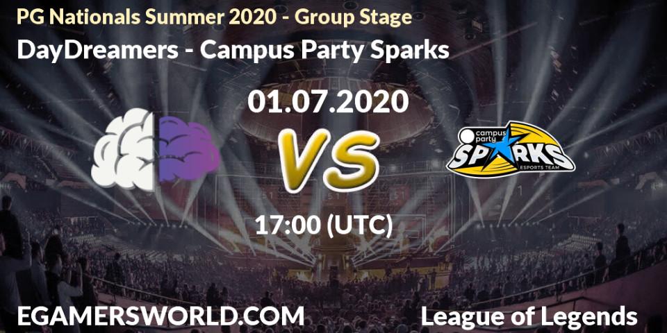 DayDreamers vs Campus Party Sparks: Betting TIp, Match Prediction. 01.07.20. LoL, PG Nationals Summer 2020 - Group Stage