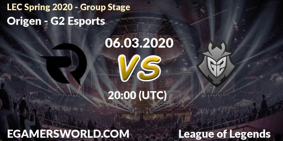 Origen vs G2 Esports: Betting TIp, Match Prediction. 06.03.20. LoL, LEC Spring 2020 - Group Stage