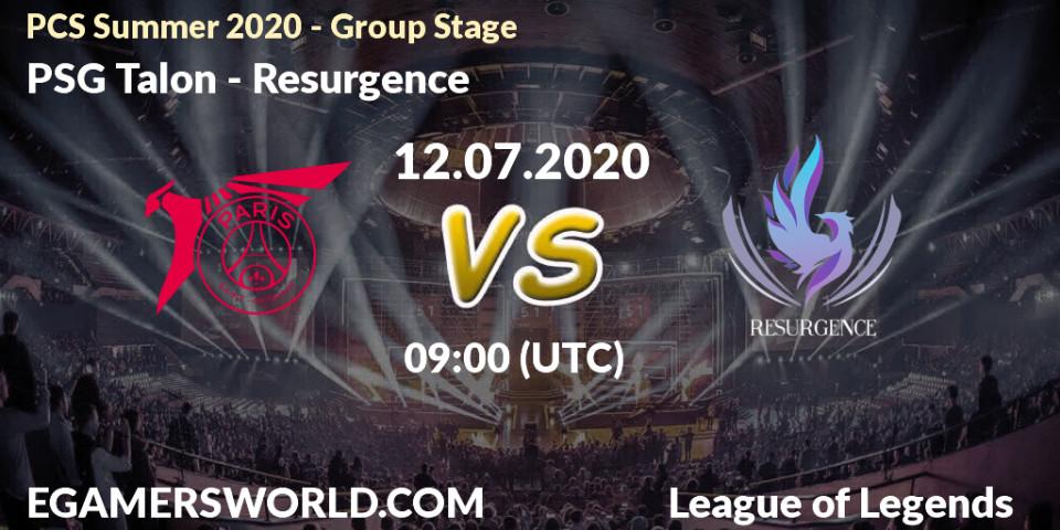 PSG Talon vs Resurgence: Betting TIp, Match Prediction. 12.07.2020 at 09:00. LoL, PCS Summer 2020 - Group Stage