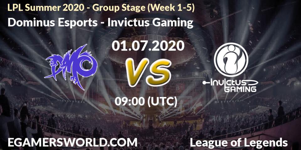 Dominus Esports vs Invictus Gaming: Betting TIp, Match Prediction. 01.07.20. LoL, LPL Summer 2020 - Group Stage (Week 1-5)