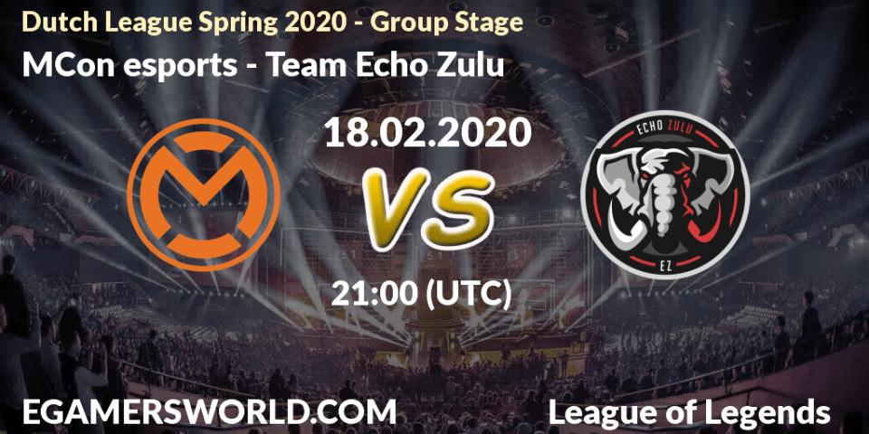 MCon esports vs Team Echo Zulu: Betting TIp, Match Prediction. 18.02.20. LoL, Dutch League Spring 2020 - Group Stage