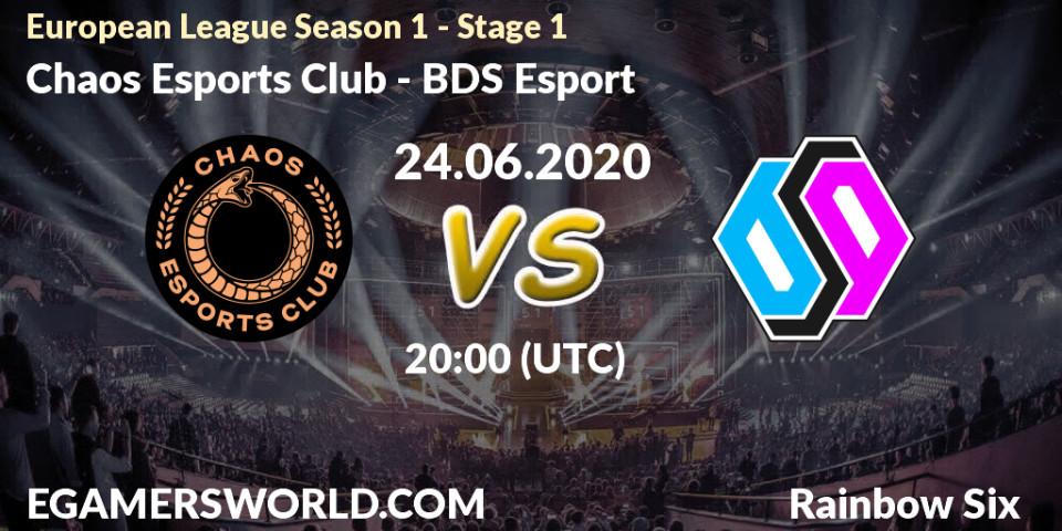 Chaos Esports Club vs BDS Esport: Betting TIp, Match Prediction. 26.06.20. Rainbow Six, European League Season 1 - Stage 1