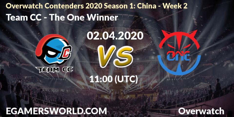 Team CC vs The One Winner: Betting TIp, Match Prediction. 02.04.20. Overwatch, Overwatch Contenders 2020 Season 1: China - Week 2