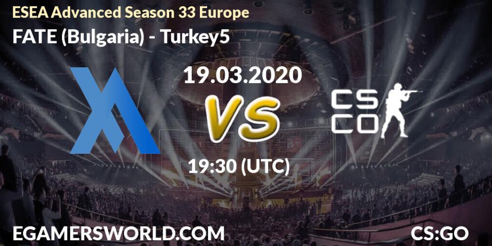 FATE (Bulgaria) vs Turkey5: Betting TIp, Match Prediction. 19.03.20. CS2 (CS:GO), ESEA Advanced Season 33 Europe