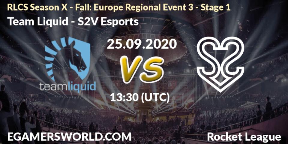 Team Liquid vs S2V Esports: Betting TIp, Match Prediction. 25.09.20. Rocket League, RLCS Season X - Fall: Europe Regional Event 3 - Stage 1