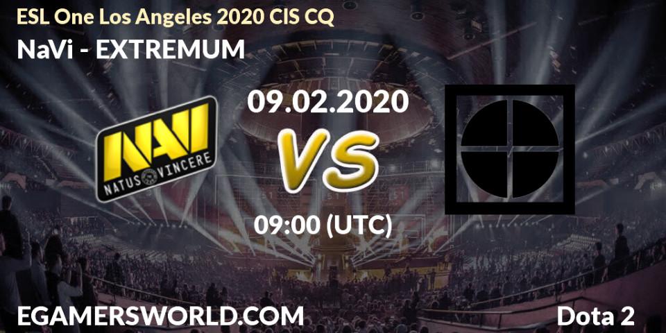 NaVi vs EXTREMUM: Betting TIp, Match Prediction. 09.02.2020 at 09:13. Dota 2, ESL One Los Angeles 2020 CIS CQ